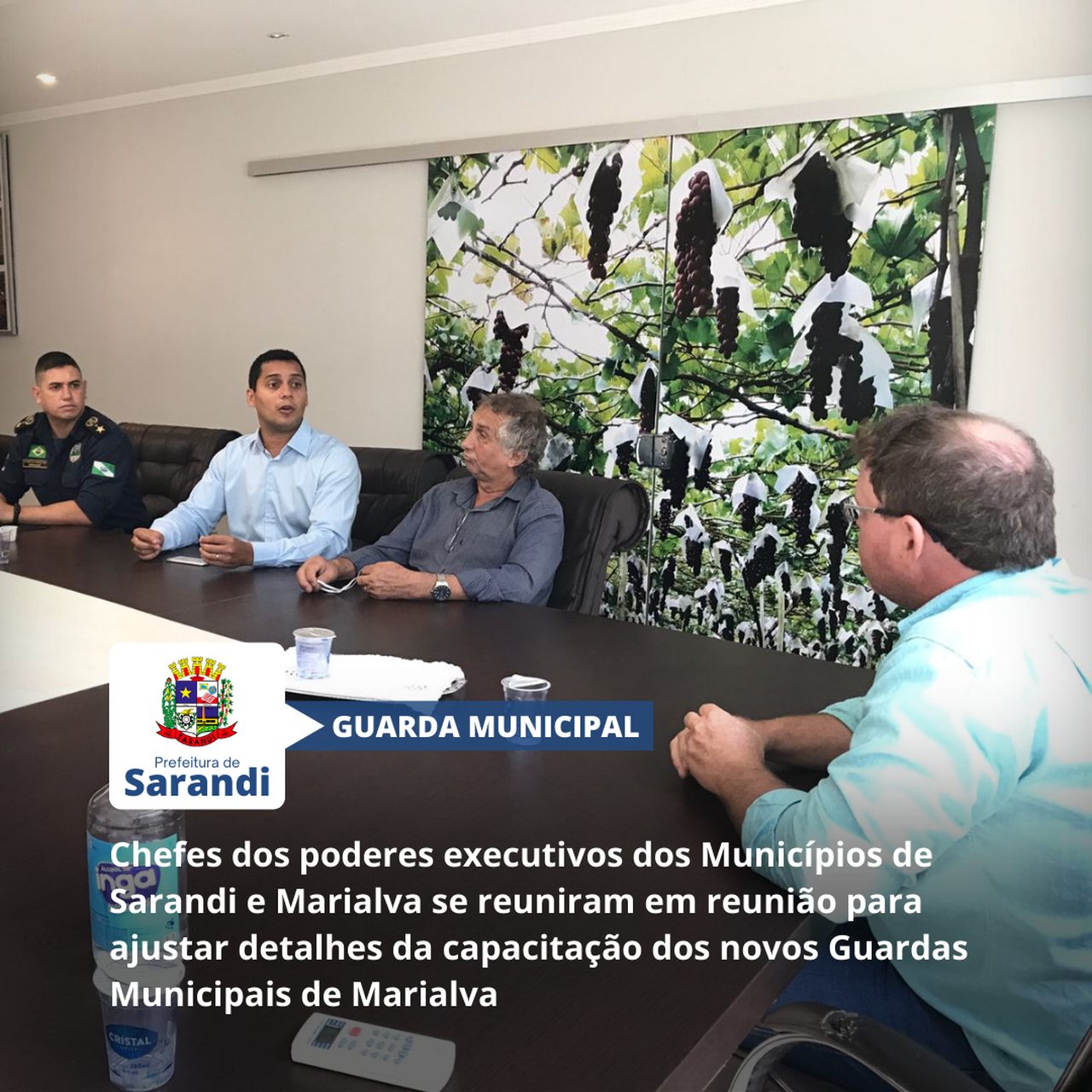 Chefes dos poderes executivos dos Municípios de Sarandi e Marialva se reuniram em reunião para ajustar detalhes da capacitação dos novos Guardas Municipais de Marialva